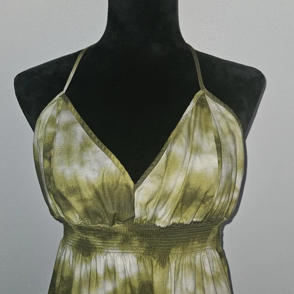 New York & Company Green & White Tie-Dye Maxi Dress - Size XL NWOT - Picture 2 of 8